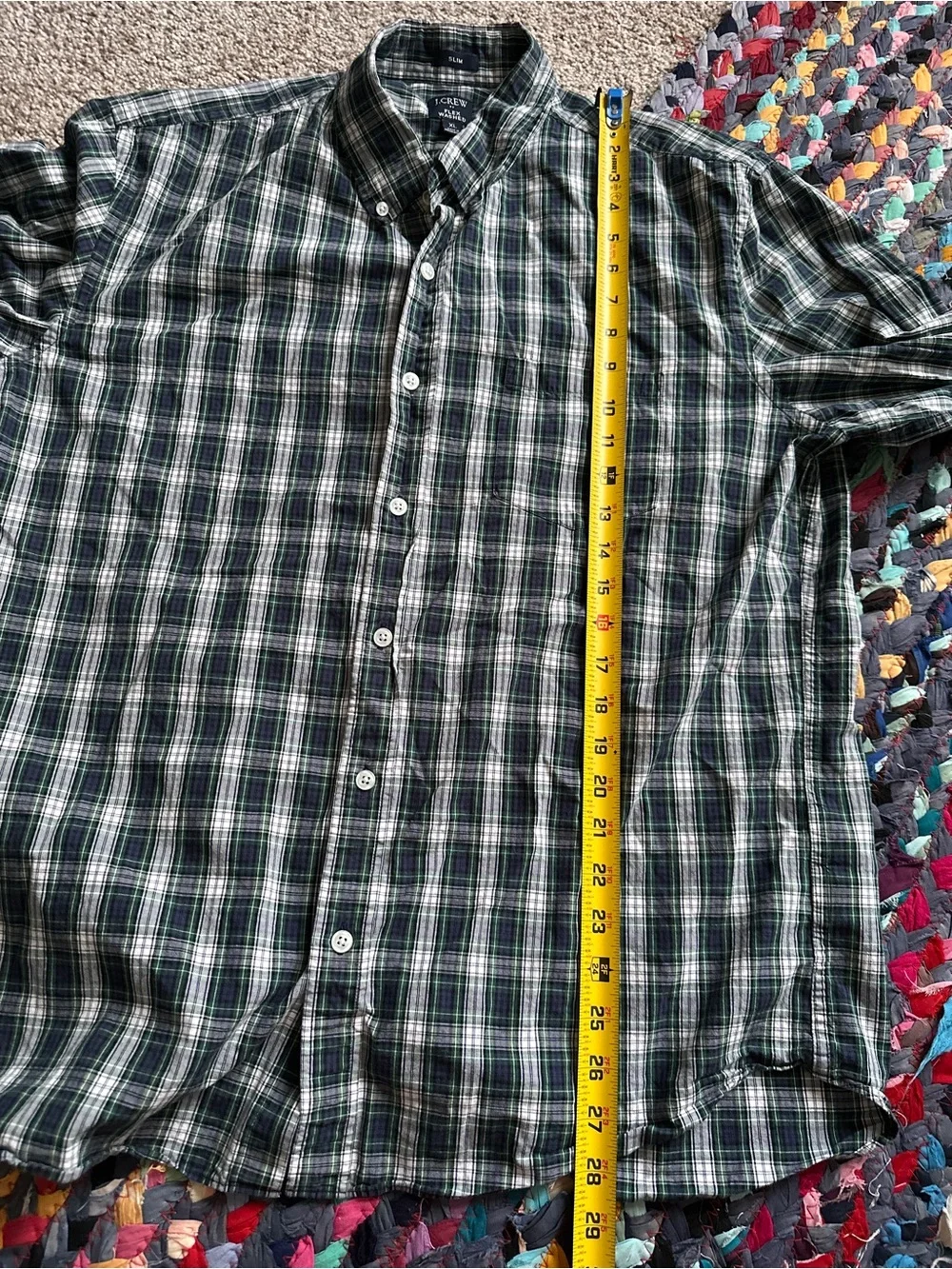 J.Crew Blue Plaid Flex Washed Slim Fit Long Sleeve Button Down Shirt Men’s Sz XL
